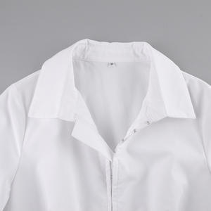 Abito Polo <span class=keywords><strong>Sexy</strong></span> Bianco da Donna, Moda con Colletto Rovesciato, Vita Sottile, Maniche Lunghe, Abiti Casual, Produttori di Abbigliamento Femminile - Product Image 4