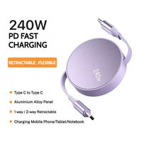 Câble de charge rapide USB-C rétractable 240W 1M en TPE compatible avec iPhone 17 et ordinateurs PC