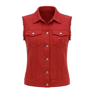 Gilet en jean tricoté sans manches printemps-automne pour femmes, style coréen unisexe, à simple boutonnage, respirant et décontracté - Product Image 4