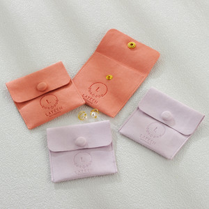 Custom Logo Microfiber Jewelry Packaging Pouches Jewelry <b>Card</b> Pouches Set with Button - Product Image 4