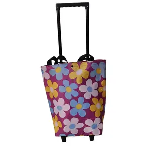 Bolsa de compras con ruedas Carro de comestibles Utilidad de tracción manual con correas de mano Carro plegable Bolsas de carrito portátiles de viaje