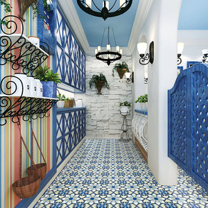 Piastrella Decorativa in Ceramica Stile Mediterraneo Blu, <span class=keywords><strong>Arte</strong></span> Marocchina Art Deco 200x200 per Pareti e Pavimenti - Product Image 6