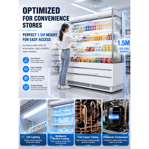 Vitrina refrigerada comercial de 1.5m con cortina de aire para conservación de alimentos, tipo Hot Pot, con exhibición refrigerada por aire. - Product Image 6