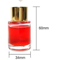Petit pot de bouteille en verre transparent de 15ml, encreur et encre noire avec bouchon en or