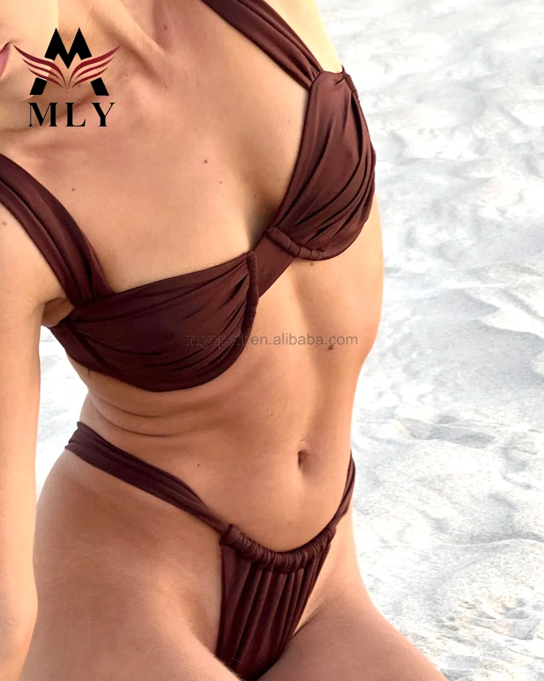 MLY Custom Logo Solid Color Custom Bikini Underwire Tops Swimwear Beachwear Bikini Thong