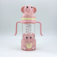 Botol Susu Bayi Baru Lahir 240ML Motif Hewan, Kualitas Premium Bebas BPA, Grosir Pabrik, Penjualan Panas, Bahan Kaca Food Grade, Dilengkapi Pegangan