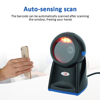 Pemindai Barcode Omnidirectional USB Desktop 2D Hands-free, Pembaca Kode QR Otomatis, Tersedia, Garansi 2 Tahun