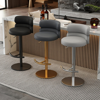 Tabouret de bar pivotant réglable avec dossier et accoudoirs - Chaise de bar moderne en cuir PU pour comptoir de cuisine