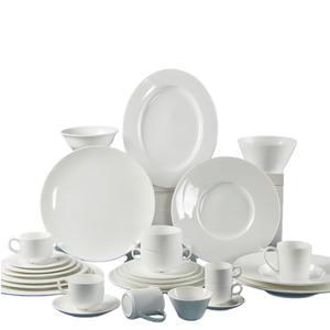 Service de table en céramique blanche bon marché, prix de gros pour la maison et les hôtels, directement de l'usine, comprend des assiettes, des bols et des tasses en porcelaine - Product Image 1
