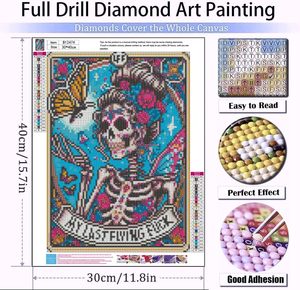 Peinture Diamant 5D Crâne d'Halloween, Kit <span class=keywords><strong>de</strong></span> Broderie Diamant Faite Main pour Décoration Maison, Vente Chaude - Product Image 3