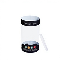Boîte d'emballage cylindrique transparente en PET personnalisée, conteneur de présentation rond transparent pour pot-pourri