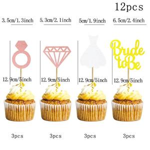 Décorations de gâteau de mariage pour la future mariée, topper avec motif de robe, enterrement de vie de jeune fille, fête de pâtisserie, décoration de cuisine amusante, idée cadeau - Product Image 5