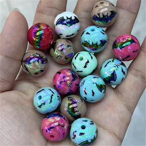 Perles en acrylique solides imprimées UV AB de 16 mm, 200 pièces, pour stylos d'Halloween, colliers épais et fabrication de bijoux fantaisie - Product Image 2