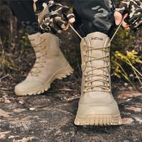 Bottes tactiques imperméables pour hommes, haute tige, grande taille, pour la randonnée en plein air, la chasse, le désert, camouflage noir, sable