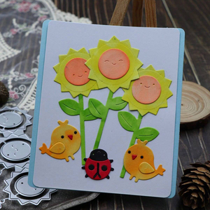 Girasoles y mariquitas troqueles de corte de Metal molde decoración de álbum de recortes grabado decoración de álbum de fotos fabricación de tarjetas troquelado de pollito - Product Image 1