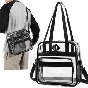Clear Tote <b>Bag</b> With Zipper Adjustable Crossbody Strap For Concert Travel School Use - Product Image 3