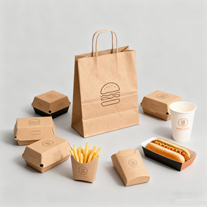 Emballage alimentaire en papier kraft, logo personnalisé, boîte à emporter pour hamburgers et poulet frit, gaufrage, contenants jetables pour la restauration rapide, vente en gros - Product Image 4