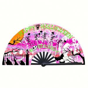 Abanico Plegable de Plástico Contemporáneo de 33 cm, Diseño de Apertura Suave, Estilo Moderno de Dibujos Animados, Papel Pintado - Product Image 2