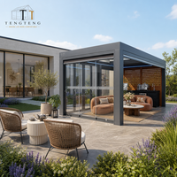 Pergola à lames orientables en aluminium écologique avec structure thermolaquée, conception étanche et résistante à la pluie pour l'extérieur