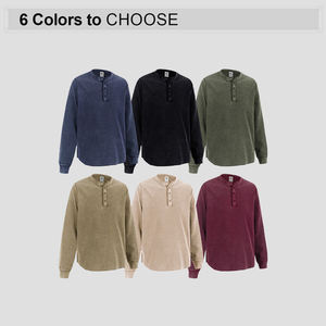 High Quality Drop Shoulder Batik 325Gsm Custom Blank Plain Long Sleeve Tshirt Heaveweight Waffle Men's T-shirts - Product Image 2