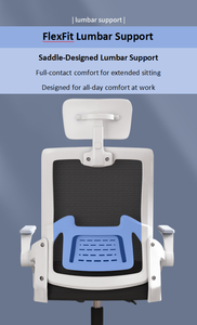 <span class=keywords><strong>Silla</strong></span> Ergonómica de Respaldo Alto con Elevación, Altura Ajustable, Asiento de Malla Contorneada, Brazos Abatibles, Reposacabezas de Espuma Duradera, Estilo Contemporáneo - Product Image 2