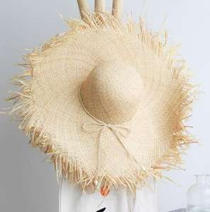Tùy Chỉnh Tay Dệt Rộng Brim Tự Nhiên Raffia Rơm Mềm Mũ Mặt Trời Cho Phụ Nữ Đi Du Lịch Ngoài Trời Hình Ảnh Phong Cách - Product Image 2
