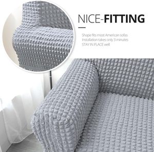 Thick Fleece Fabric Solid Color Fundas Para <b>Sofa</b> <b>Cover</b> with Skirt Color Grey or Ash Lastic Stretch Jacquard Skirt Slipcover - Product Image 2