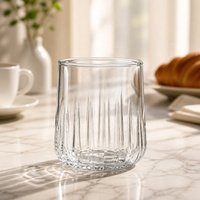 Verre à eau rayé 340 ml en verre haut de gamme, transparence cristalline, éclat élégant pour sublimer les boissons – Idéal pour hôtels, mariages, bars