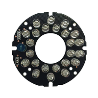 Placa PCB con 24 LEDs Infrarrojos de 12V, Interruptor Automático Día/Noche Integrado, Fabricante de PCBA Personalizado, Componentes de Luz LED con Orificio para CCTV