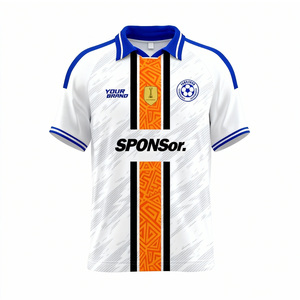 Maillot de football en gros bleu et orange, maillot de football personnalisé, vêtements de sport de club, polyester à séchage rapide, maillot thaïlandais pour hommes - Product Image 1