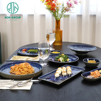 Assiettes rondes en mélamine bleue de 9/11 pouces pour la vente en gros, idéales pour les sauces, les pâtes et les plats de dîner, pour la restauration commerciale et la vaisselle de table.