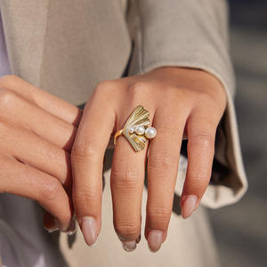 Bague en acier inoxydable Jeding style européen et américain, perle, haut de gamme, inaltérable, pour femme, plaqué PVD, bijoux transfrontaliers - Product Image 4