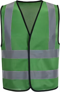 Logotipo personalizable Chaleco DE SEGURIDAD reflectante verde de alta visibilidad Chaqueta de tráfico con cierre de cremallera de poliéster multibolsillo para mejorar - Product Image 3