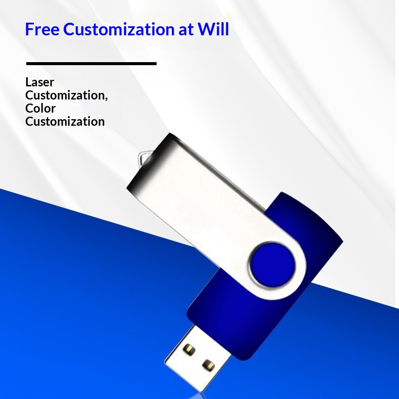 128m/256m/512m Metal Rotating Clip U Disk with USB 2.0/3.0 Interface Custom Logo Printing