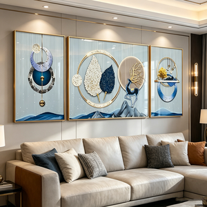 Stampa HD Personalizzata di Fabbrica, Paesaggio Astratto con Alci, Dipinto su Porcellana in Cristallo in 3 Pannelli, Arte da Parete per Soggiorno, Decorazione Casa con Cornice - Product Image 6