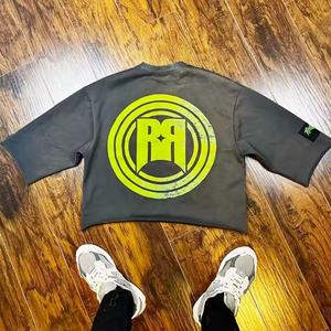 Camiseta de Hombre Personalizada 100% Algodón Vintage Oversize con Efecto Desgastado, Lavado Ácido, Impresión Digital de Logotipo, Casual, Corta, Tejida - Product Image 4