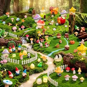 Casetta a Fungo in Resina per Villaggio di Gnomi, Miniatura per Giardino delle Fate, Statuetta da Giardino, Paesaggio Bosco, Micro Scena per Casa delle Bambole, Artigianato Fai da Te - Product Image 3