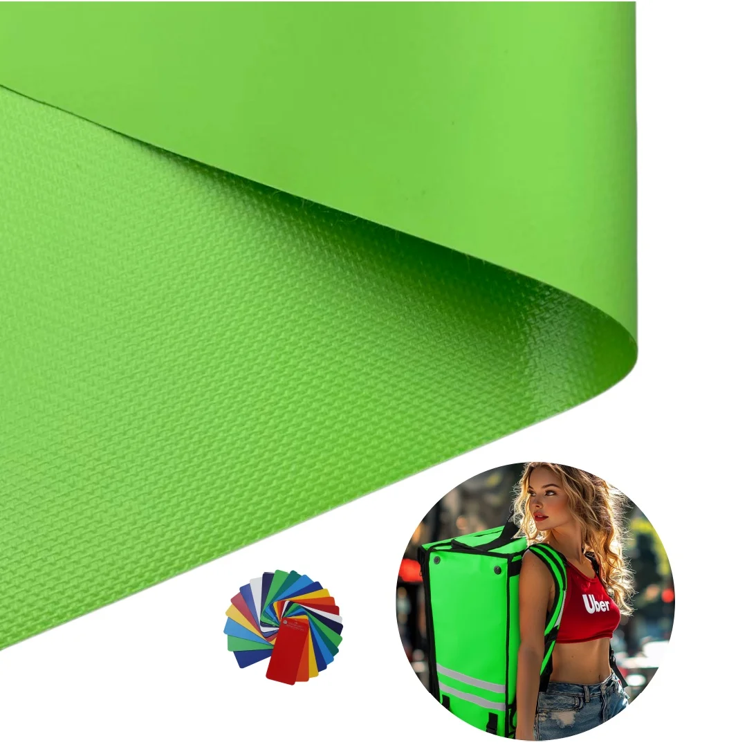 PVC Tarpaulin Manufacturer Waterproof 100% Polyester Fabric 500D*500D 610gsm Green PVC Coated Fabric For Delivery Bags