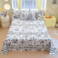 Parure de draps de lit moderne en polyester épais 130g, motif feuilles, douce pour la peau, pour dortoir, tailles Double, Queen, King, drap plat imprimé