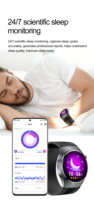 Jam Tangan Pintar Kesehatan dengan Tali Kulit, Layar AMOLED Tahan Air IP66, Pengukur Tekanan Darah Magnetik Presisi, ECG, dan Pelacak Aktivitas