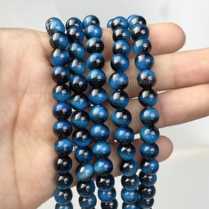 ลูกปัดแก้วเลียนแบบหินตาเสือแบบใหม่ขายส่ง, ลูกปัดแก้วสำหรับทำเครื่องประดับ DIY ขนาด 8 10 12 มม., ความยาว 36 ซม. 14 นิ้วต่อเส้น - Product Image 3