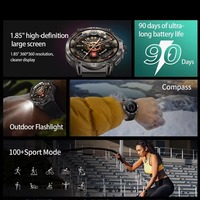 Relojes Inteligentes con Batería Grande de 760 mAh, Pantalla de 1.85 Pulgadas, Llamadas por Bluetooth, Brújula, Reloj Inteligente Deportivo para Hombre con Linterna
