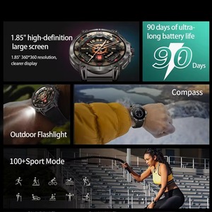 Montre connectée avec batterie de 760 mAh, écran de 1,85 pouce, appels Bluetooth, <span class=keywords><strong>boussole</strong></span>, lampe torche, <span class=keywords><strong>pour</strong></span> hommes, sports de plein air - Product Image 3