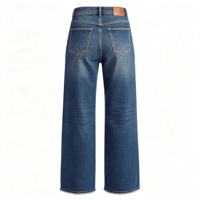 Celana Jeans Wanita Model Baggy Wide Leg 90an, Pinggang Tinggi, Raw Hem, Bahan Denim Stretch, Grosir Pabrik