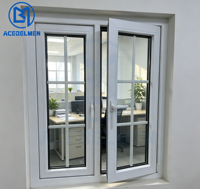 Fenêtre à battant moderne en PVC avec moustiquaire en fibre de verre, insonorisée, étanche, double vitrage, fenêtre à battant en PVC pour maisons