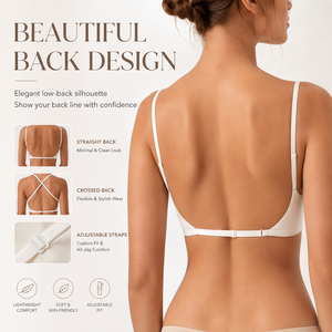Wire-Free Breathable 3/4 Cup Adjustable Straps Removable Pads Everyday Backless Ice Silk Criss-Cross Traceless Bra