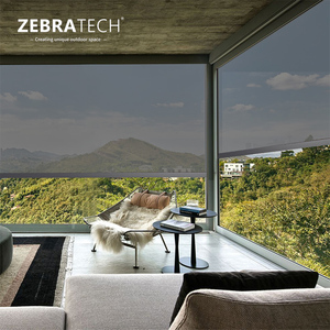 Màn che nắng tự cuốn ngoài trời hiện đại, chạy bằng năng lượng mặt trời, có động cơ, kiểu rèm cuốn, rèm điện, chất liệu kim loại, họa tiết dọc, rèm cửa sổ trời - Product Image 1