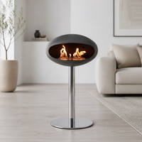 Cheminée bioéthanol autoportante en métal au design moderne avec fonctions de chauffage décoratives pour villa/hôtel/appartement, utilisation intérieure