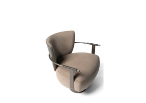 Sillón Individual de Acento Estilo Nórdico con Estructura de Metal y Tapizado en Cuero para Sala de Estar, Lounge o Joyería - Product Image 3