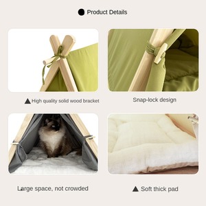 Tienda de campaña <span class=keywords><strong>tipi</strong></span> de madera moderna y lavable <span class=keywords><strong>para</strong></span> mascotas, portátil, duradera, ecológica, empaquetada en cartón, <span class=keywords><strong>casa</strong></span> <span class=keywords><strong>para</strong></span> <span class=keywords><strong>gatos</strong></span> y animales pequeños - Product Image 2